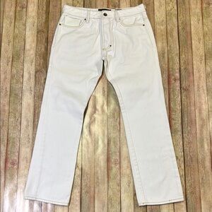 Akoo mens 34x30 solid white straight fit cotton denim jeans EUC